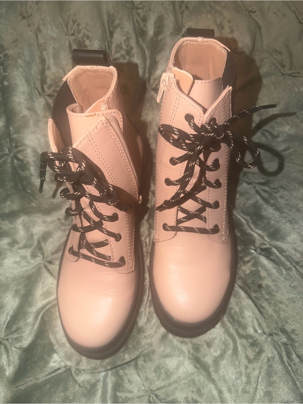 Women’s Blush Pink Lace-Up Ankle Boots